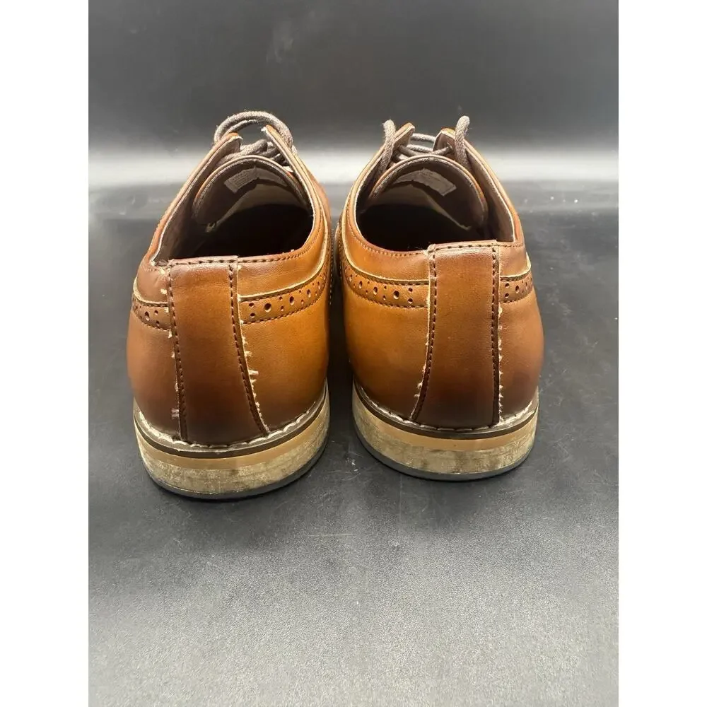 Stacy Adams 43418-221 Boys Brown Faux Leather Oxford Cap Toe Dress Shoes Size 5M